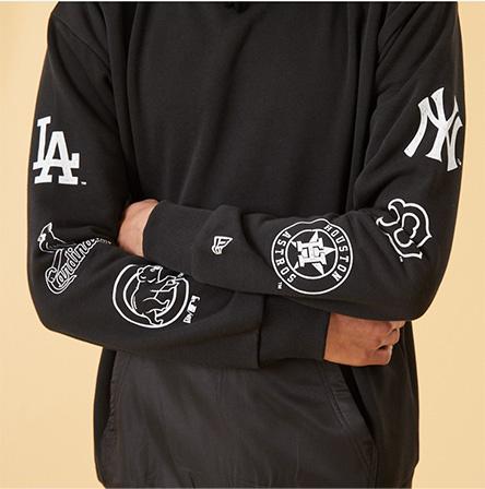 New Era Distressed Sleeve Print Hoody Mlbmul